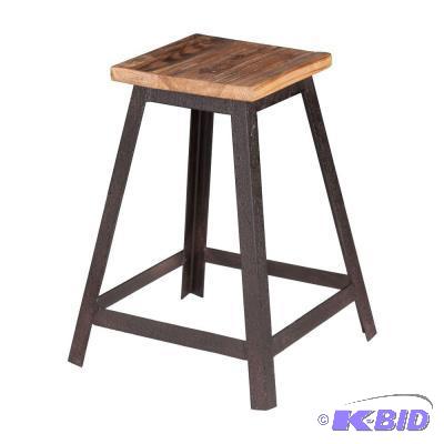 Leland Distressed Natural Wood Bar Stool