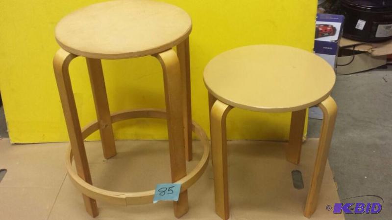 Set of 2 Wood Stools