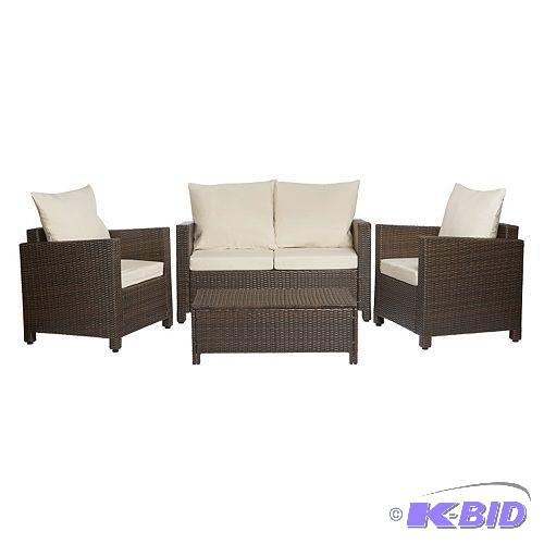 Handy Living 4-pc. Wicker Table & Chair Set - Indoor & Outdoor