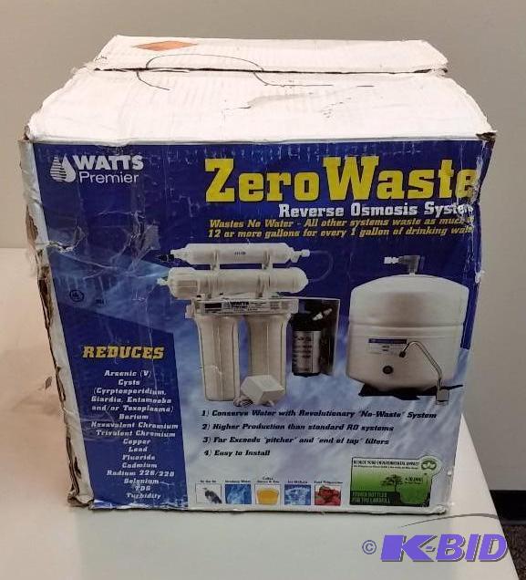 lot 17 image: Watts Zero Waste Reverse Osmosis Water Filtration System.  Box Damaged.  All there. New in Box.