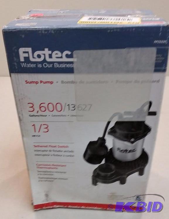lot 29 image: Flotec 13 HP ZincThermoplastic Vertical Sump Pump.  Used Customer Return.  Tested Works.