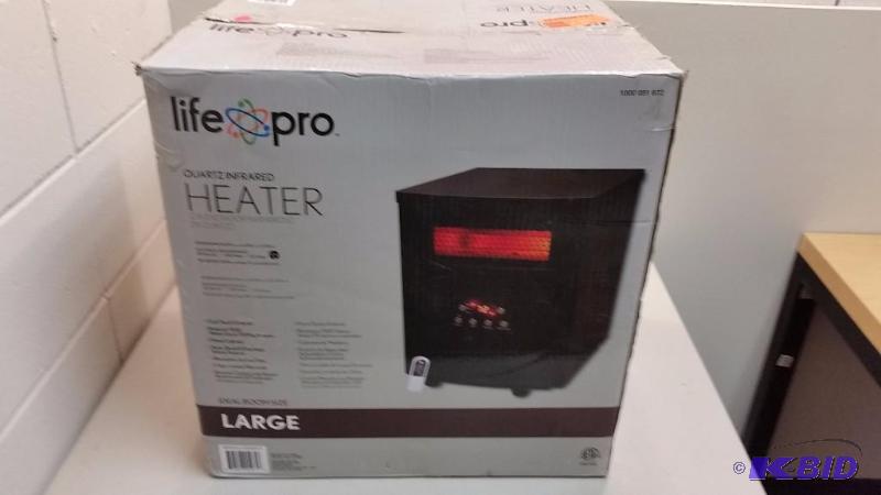 lot 33 image: Life Pro Series 1500 Watt Large Room 6 Element Infrared Heater.  Black Metal Cabinet.  Tested Works