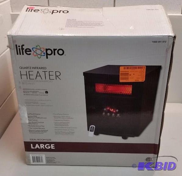 lot 34 image: Life Pro Series 1500 Watt Large Room 6 Element Infrared Heater.  Black Metal Cabinet.  Tested Works