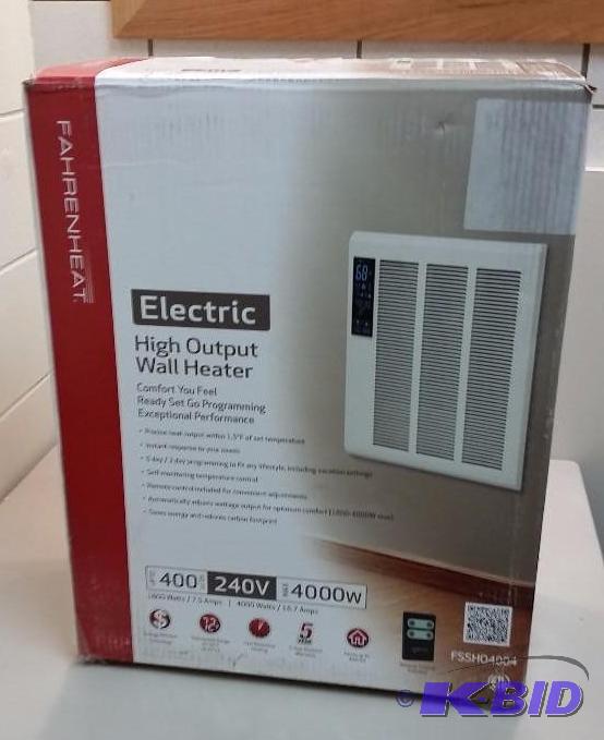 lot 35 image: Fahrenheat Smart Series 15-34 in x 19 316 in 4,000 Watt Wall Heater.  Customer Return.  Not tested
