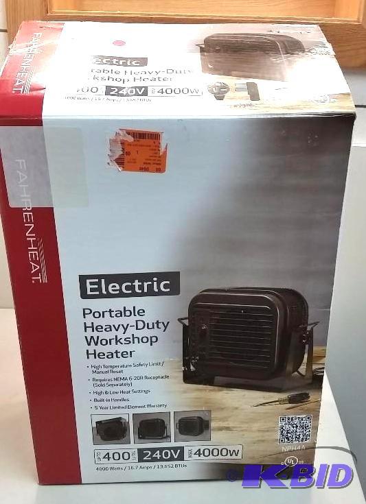 lot 36 image: Fahrenheat 4,000 Watt Electric Heavy Duty Portable Heater.  Not Tested.  Looks New Has 240V plug