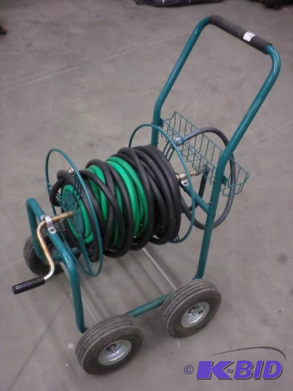 lot 19 image: Garen Hose Reel Cart With Hose, Pneumatic Tir...