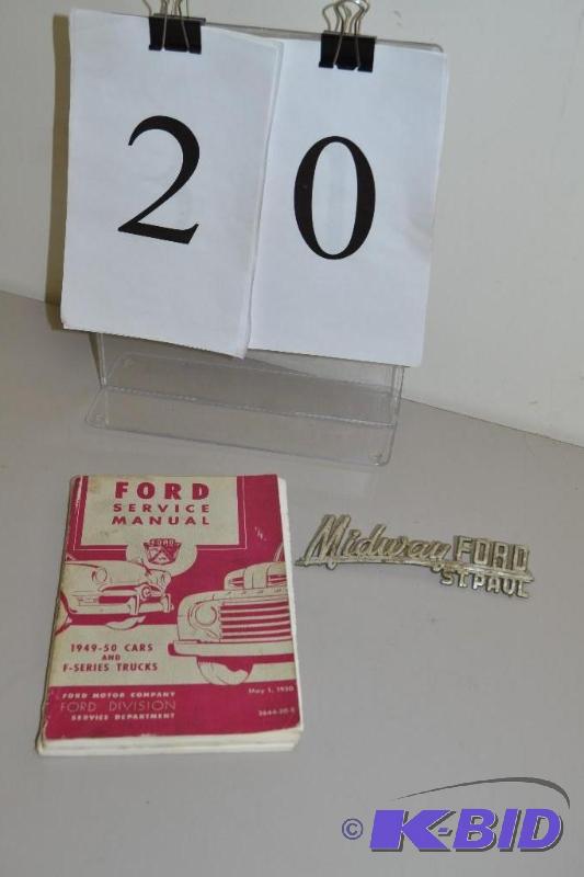 lot 20 image: 1949-1950 Ford Service Manual, Midway Ford emblem