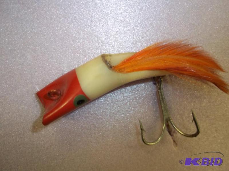lot 128 image: Vintage Red  White lure see photos for size ...
