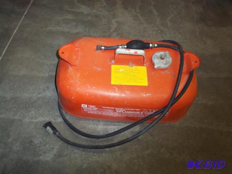 lot 230 image: 3 gallon OMC Gasoline Can with hose...