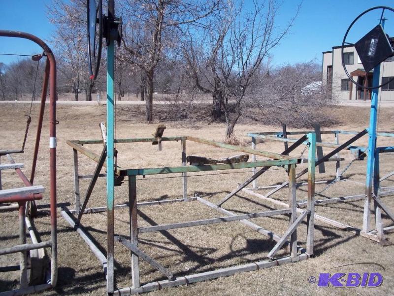 lot 4 image: Steel Boat lift 72" wide, teal green...