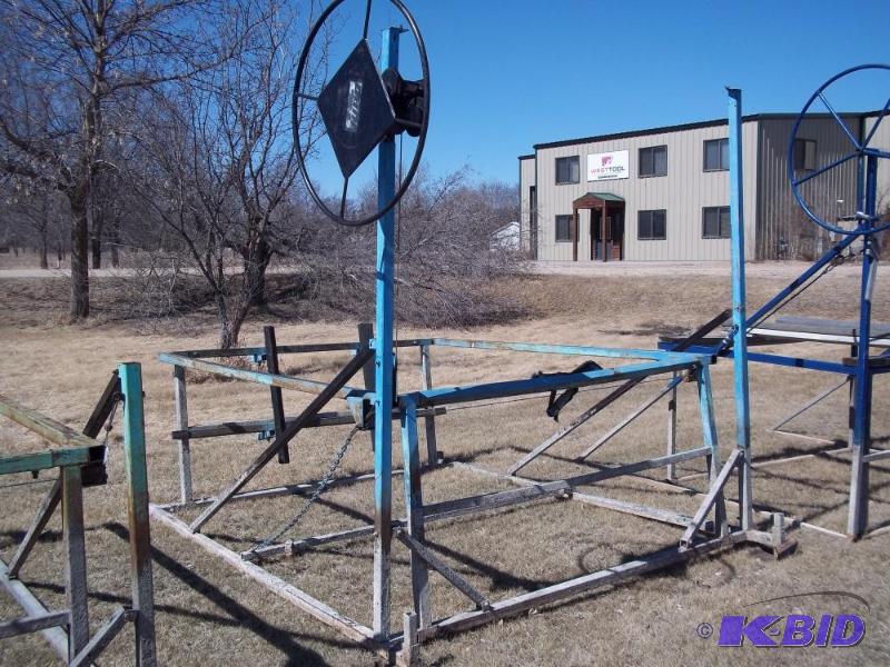 lot 5 image: Steel Boat lift 84" wide, light blue...
