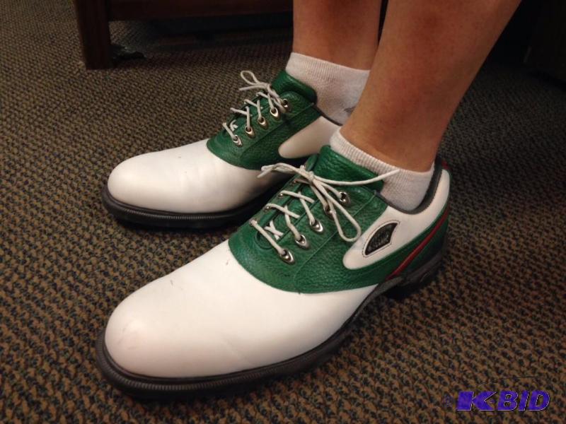 lot 1 image: Custom Made Minnesota Wild Dry Job Golf Shoes