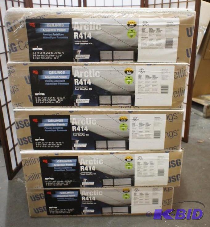 lot 15 image: NEW USG Ceiling Tiles 2X2 Arctic R414, 32 ...