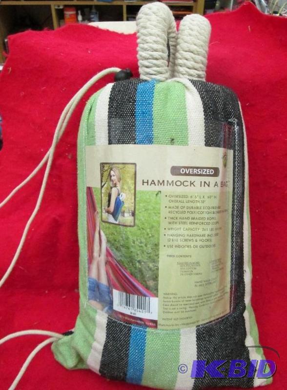 lot 100 image: Oversized Hammock in a bag 65" L X 60&q...