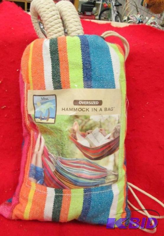 lot 127 image: Oversized Hammock in a bag 65" L X 60&q...
