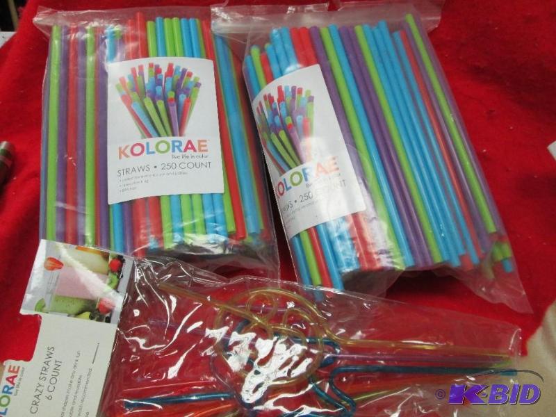 lot 136 image: 2 pkg of Kolorae straws 250 counts and crazy ...