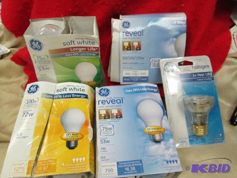 lot 163 image: GE soft white 75W, 100W, Reveal 3 way. And re...