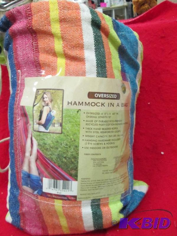 lot 172 image: Oversized Hammock in a bag 65" L X 60&q...