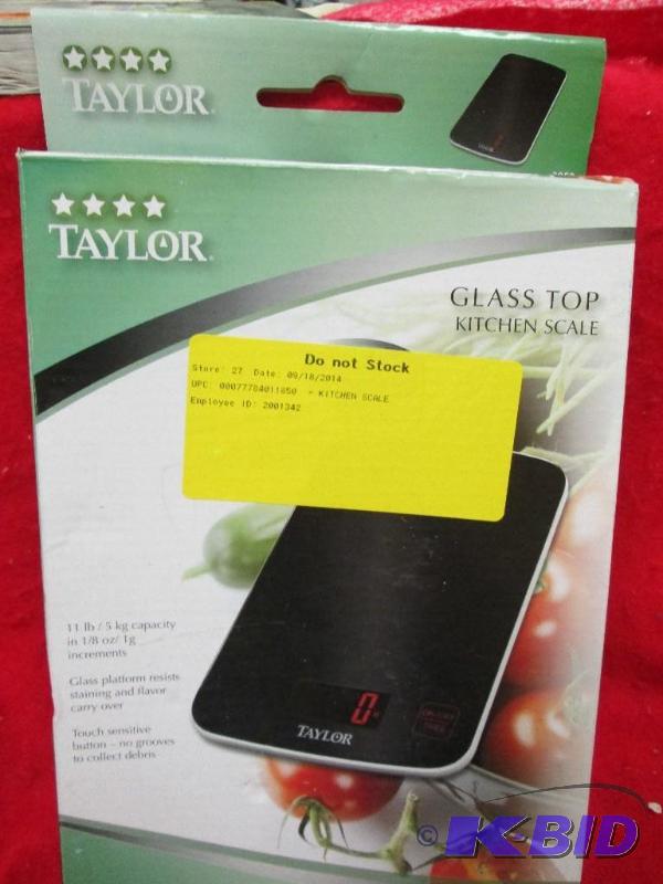 lot 201 image: Taylor Glass top kitchen scale...