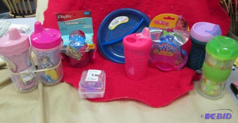 lot 203 image: Assortment of different kinds of sippy cups...