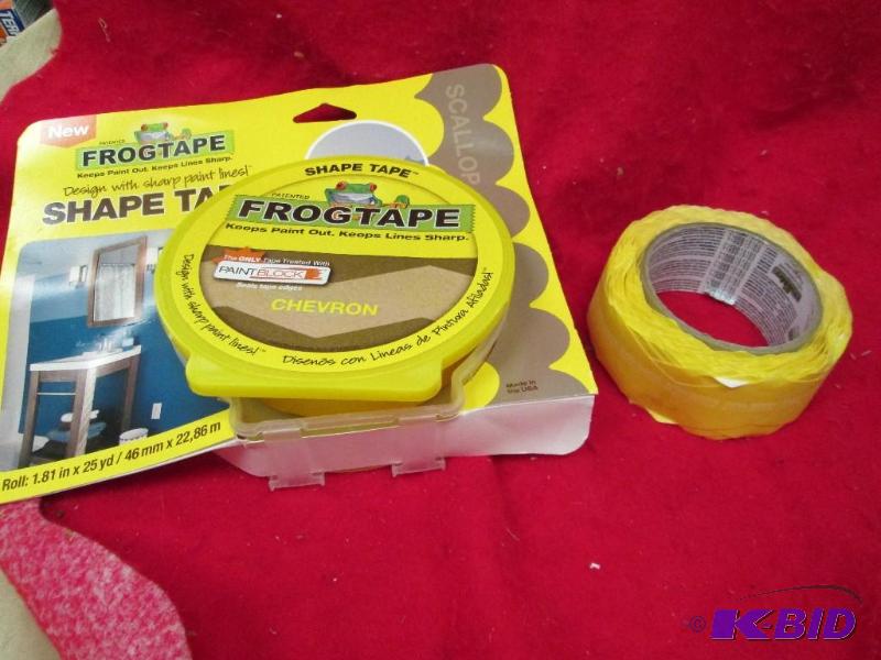lot 213 image: Qty 2 rolls Frog tape Keeps paint out keeps l...