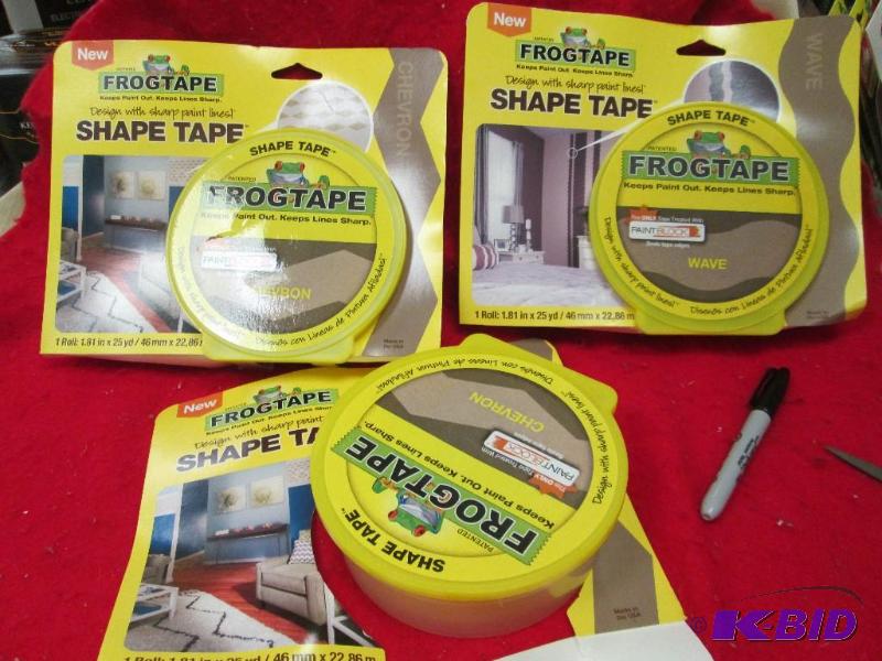 lot 214 image: Qty 3 rolls Frog tape Keeps paint out keeps l...