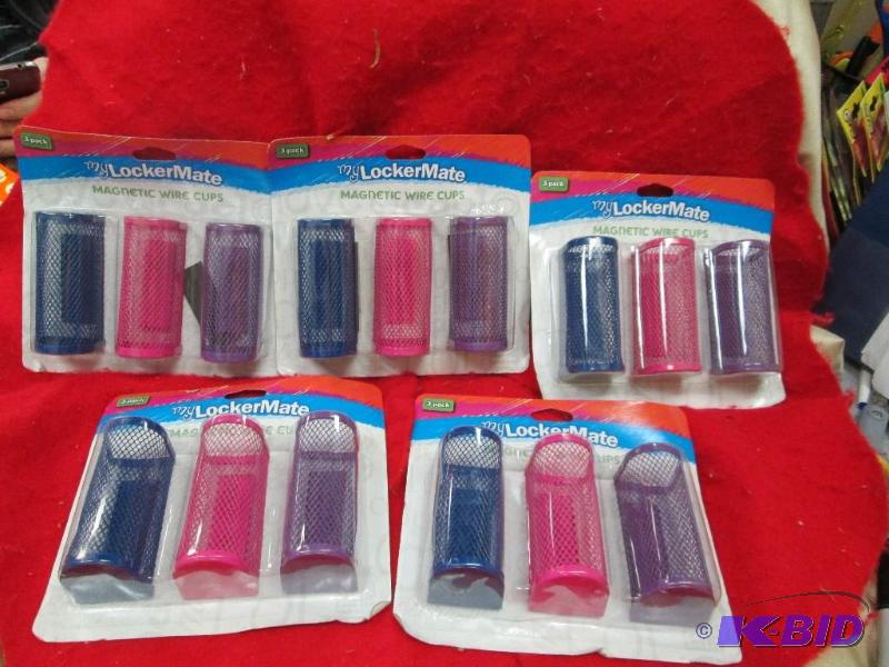 lot 228 image: Qty 5 My locker mate magnetic wire cups...