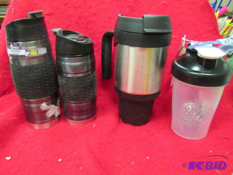 lot 277 image: Qty 4 insulated drinking containers and blend...