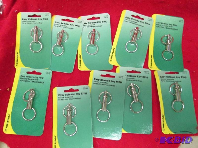 lot 296 image: Qty 10 Easy release key ring...
