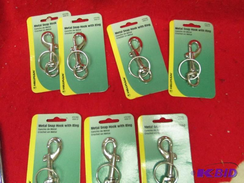 lot 299 image: Qty 7 Metal snap hook with ring...