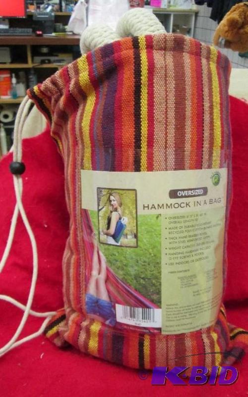 lot 60 image: Oversized Hammock in a bag 65" L X 60&q...
