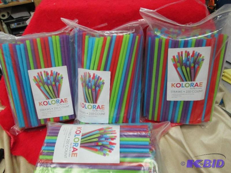 lot 83 image: Qty 4 bags of 250 Kolorae Straws...