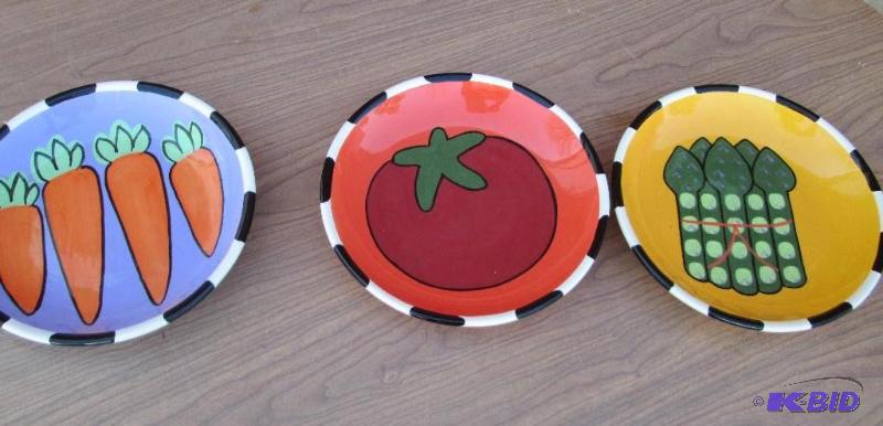 Colorful vegetable theme plates by Berryware...