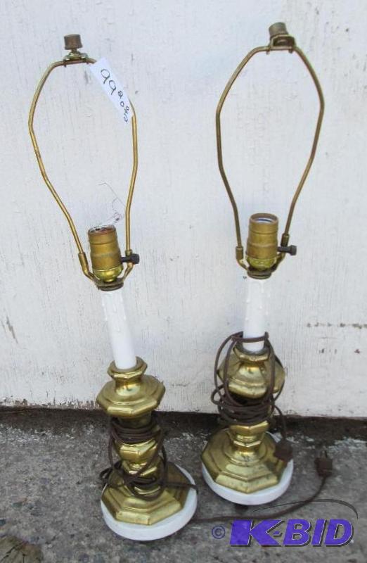 Matching lamp marble bases, 22&quot tall...