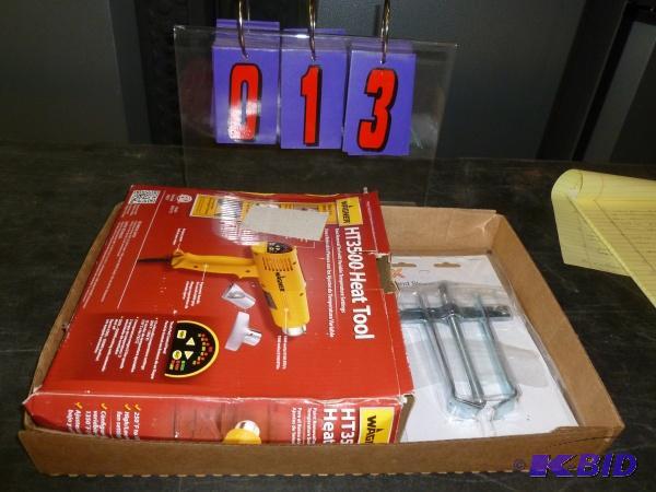 lot 13 image: Flat with wagner heat gun and puller. As show...