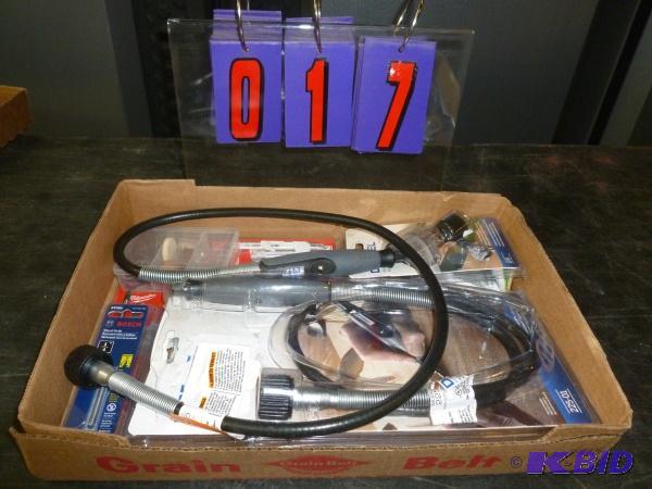 lot 17 image: Flat of dremmel accessories and saw blades. A...