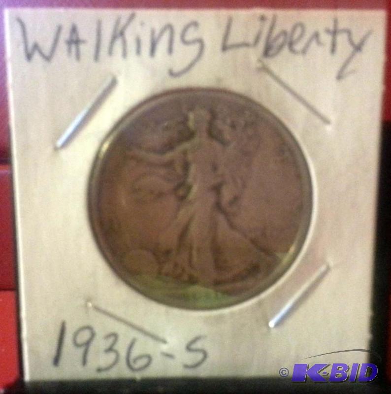 1936 S WALKING LIBERTY HALF DOLLAR 90% SILVER...