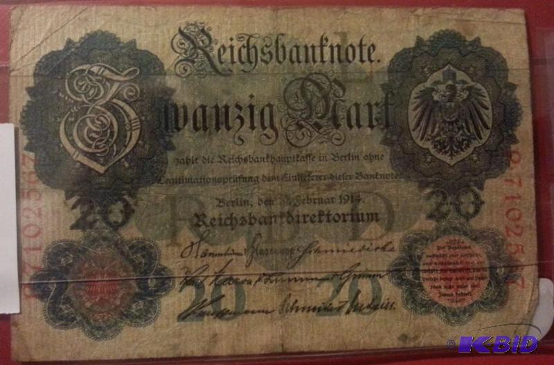 1914 GERMAN 20 MARK NOTE...
