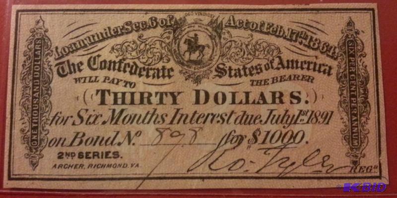 CONFEDERATE STATES OF AMERICA 30 DOLLAR BOND ...