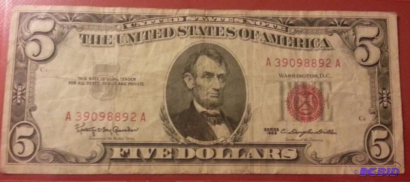 1963 FIVE DOLLAR RED SEAL...
