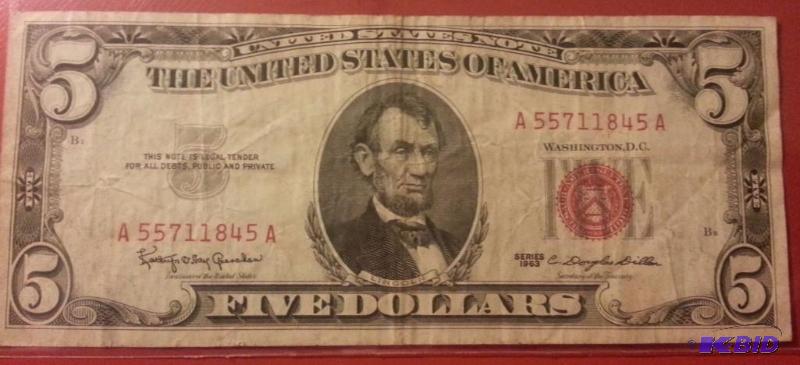 1963 FIVE DOLLAR RED SEAL...