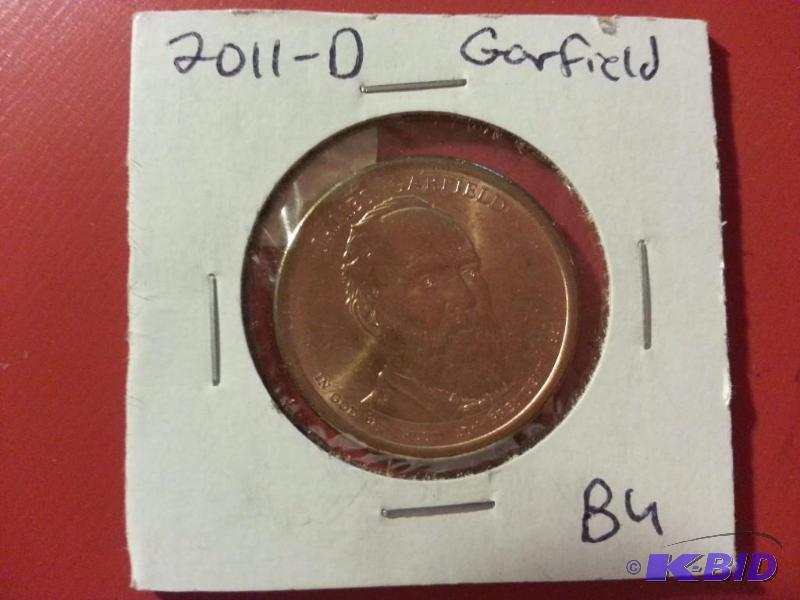 2011 D GARFIELD GOLD COLORED DOLLAR BU...