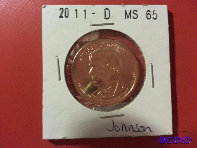 2011 D JOHNSON GOLD COLORED DOLLAR BU...