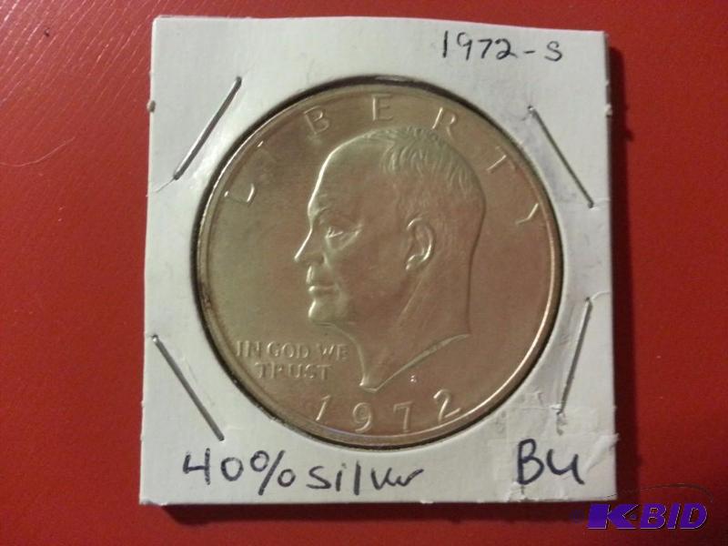 1972 S IKE SILVER DOLLAR UNCIRCULARTED, 40% S...