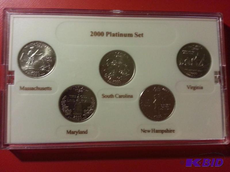 2000 PLATINUM PLATED STATE QUARTER SET WITH C...