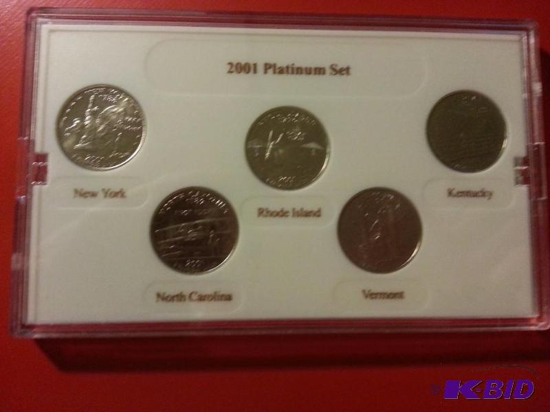 2001 PLATINUM PLATED STATE QUARTER SET WITH C...