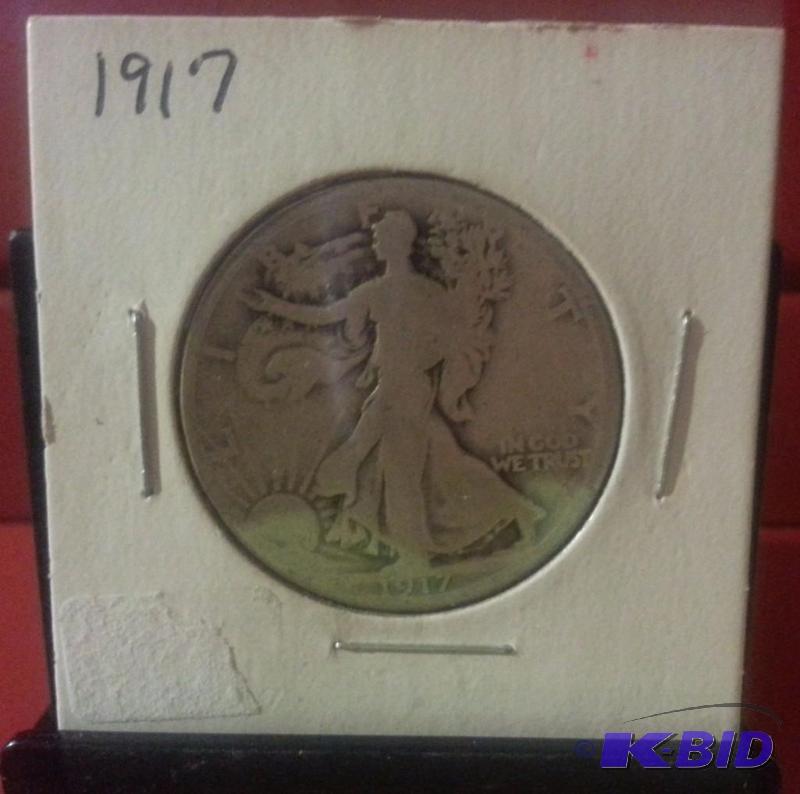 1917 WALKING LIBERTY HALF DOLLAR 90% SILVER...