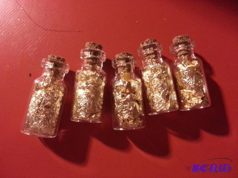 LOT OF 5 GOLD FLEX GLASS VIALS 28G -NO GUARAN...