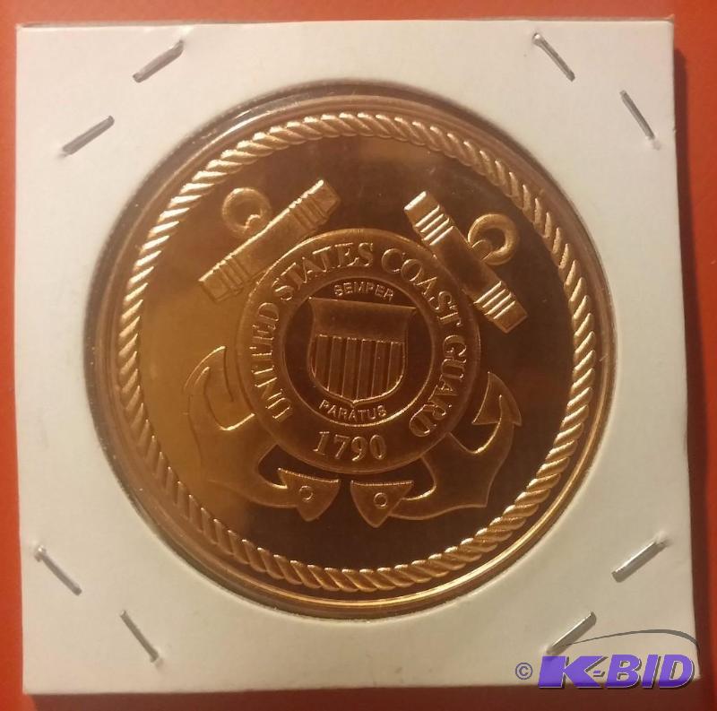 COAST GUARD ONE OUNCE .999 PURE COPPER ROUND...