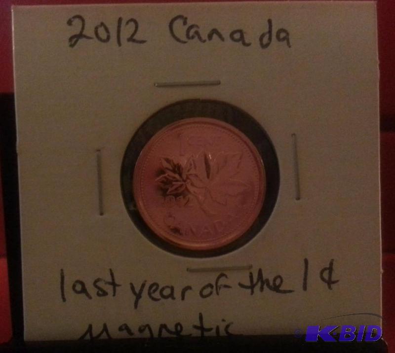 2012 CANADA CENT, LAST YEAR OF ISSUE MAGNETIC...